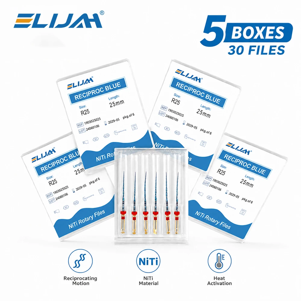 30Pcs/5Boxes Dental Reciproc Blue Endodontic Files Engine Use 21/25/31mm R25/40/50 Heat Activation Niti Rotary Root Canal Files
30Pcs/5Boxes Dental Reciproc Blue Endodontic Files Engine Use 21/25/31mm R25/40/50 Heat Activation Niti Rotary Root Canal Files