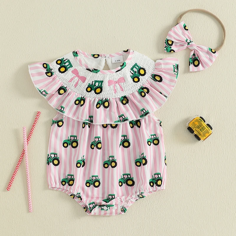 Baby Romper Newborn Baby Girl Summer Clothes Casual Baby Tractor Print Ruffles Jumpsuits Toddler Playsuit with Headband Set
Baby Romper Newborn Baby Girl Summer Clothes Casual Baby Tractor Print Ruffles Jumpsuits Toddler Playsuit with Headband Set