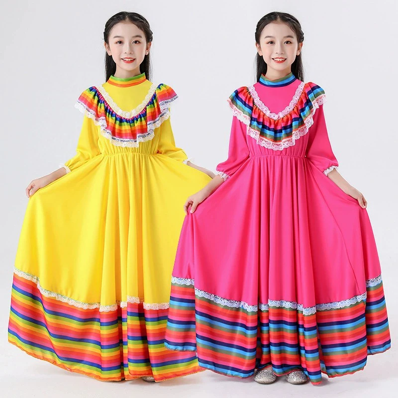 Girls Traditional Folk Mexican Stage Performance Dress Jalisco Dresses Carnival Festival Folklorico Mexican Festival Celebration
Girls Traditional Folk Mexican Stage Performance Dress Jalisco Dresses Carnival Festival Folklorico Mexican Festival Celebration