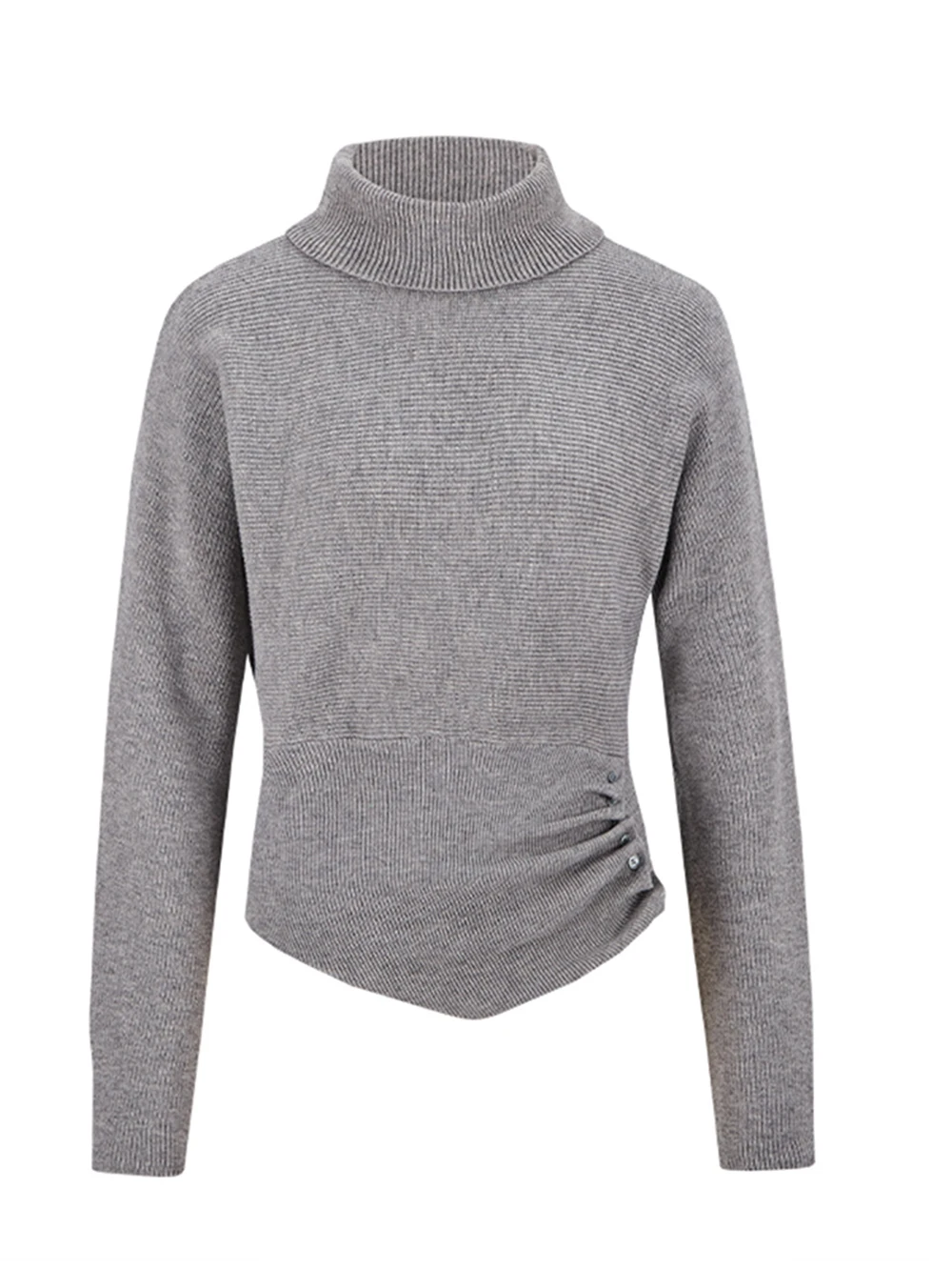 Gray Turtleneck Long Sleeve Knit Sweater Women's Autumn Pullover Irregular Button Waist-Tightening Knitwear Trendy Female Tops
Gray Turtleneck Long Sleeve Knit Sweater Women's Autumn Pullover Irregular Button Waist-Tightening Knitwear Trendy Female Tops