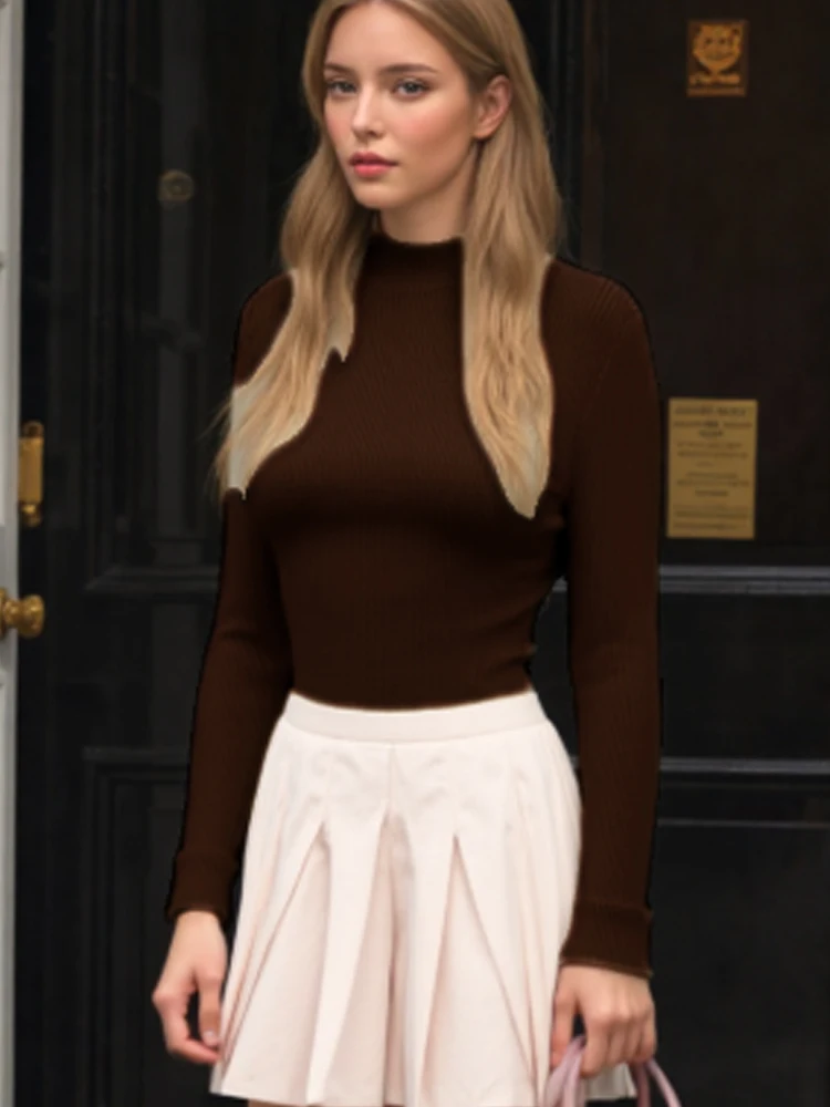 Осенне-зимний свитер с длинным рукавом и высоким воротником, повседневный однотонный теплый флисовый вязаный топ, классические однотонные вязаные пуловеры
Осенне-зимний свитер с длинным рукавом и высоким воротником, повседневный однотонный теплый флисовый вязаный топ, классические однотонные вязаные пуловеры