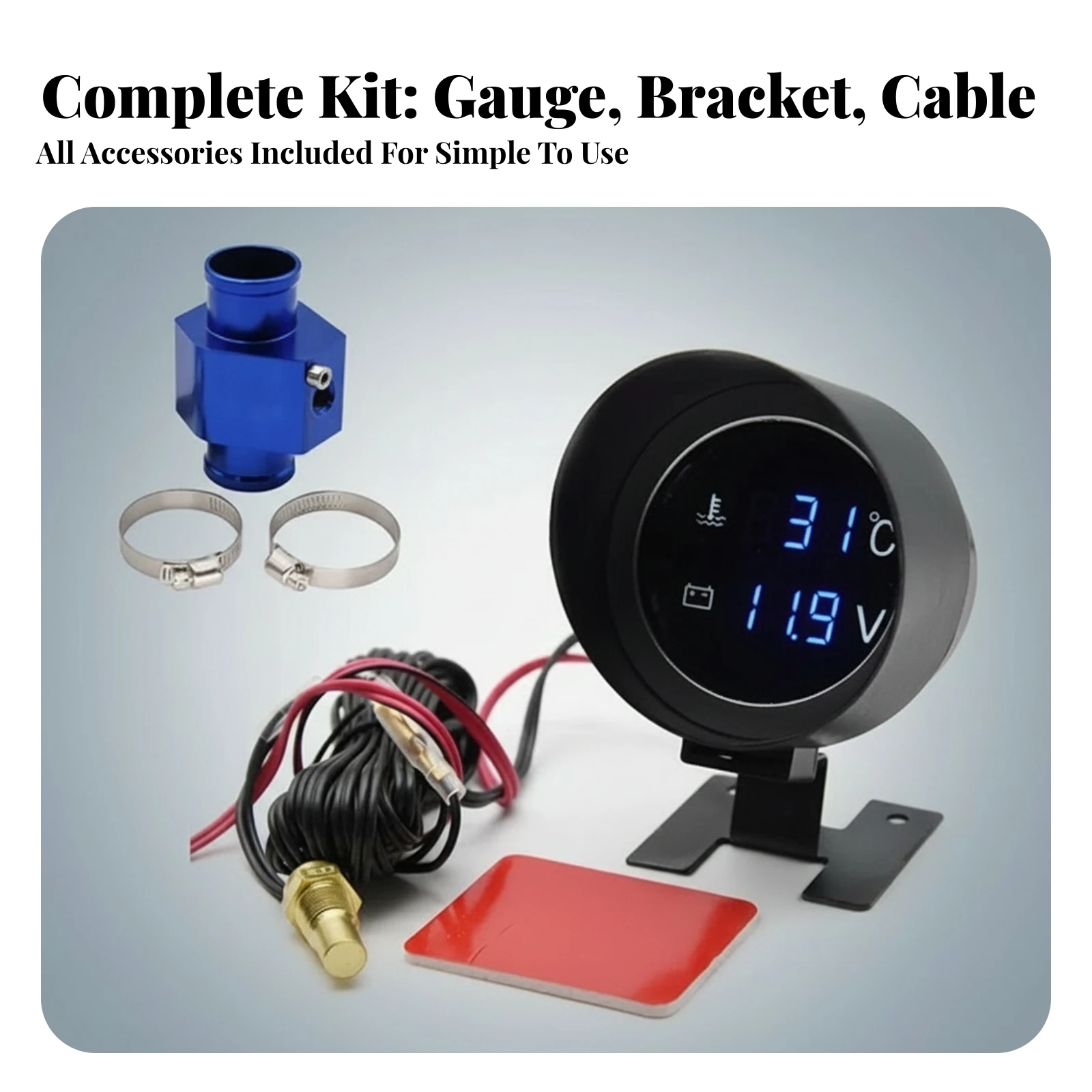 Blue LED Water Temp Gauge Brass Adapter Water Temperature Gauge Assembly Car Digital Temperature Meter Glossy Black
Blue LED Water Temp Gauge Brass Adapter Water Temperature Gauge Assembly Car Digital Temperature Meter Glossy Black