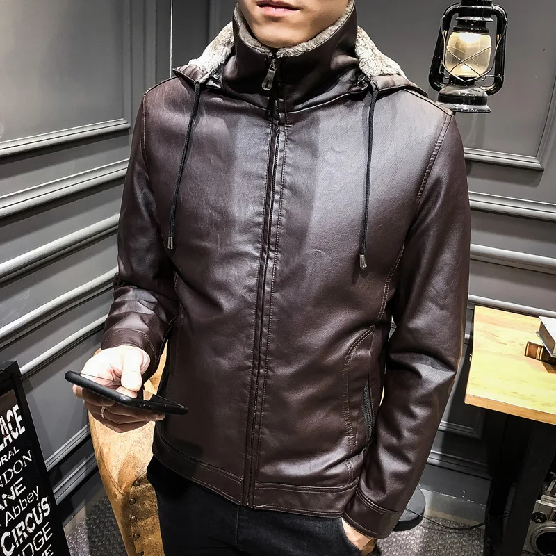 Mens Pu Leather Fluffy Coat Faux Leather Brown Hooded Jacket Oversize Warm Thick Stand Collar Faux Fur Collar Jacket Male Coat
Mens Pu Leather Fluffy Coat Faux Leather Brown Hooded Jacket Oversize Warm Thick Stand Collar Faux Fur Collar Jacket Male Coat
