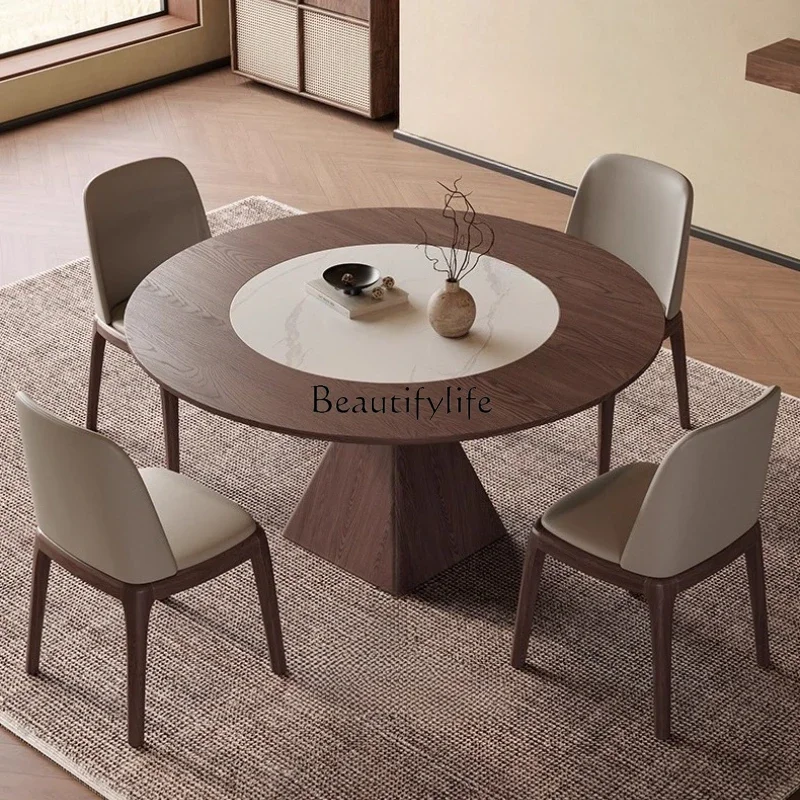 LJYBuilt-in Rock Plate Turntable Solid Wood Dining Table Black Walnut Color Nordic Large Apartment Dining Table and Chair Set
LJYBuilt-in Rock Plate Turntable Solid Wood Dining Table Black Walnut Color Nordic Large Apartment Dining Table and Chair Set