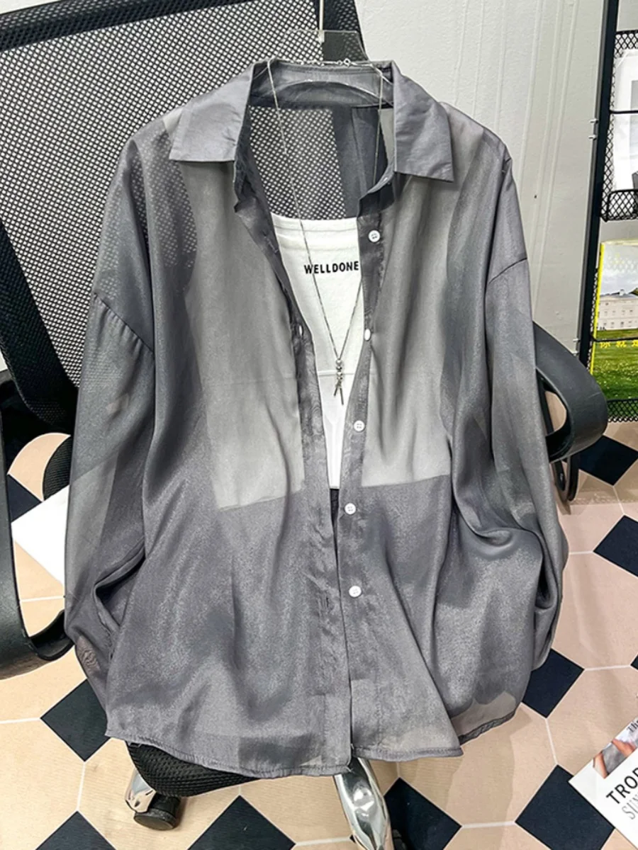 Summer Thin Ice Silk Pearl iny Sun Protection Open Cardigan Women's Loose All-Match Silk irt Faionable Outerwear
Summer Thin Ice Silk Pearl iny Sun Protection Open Cardigan Women's Loose All-Match Silk irt Faionable Outerwear