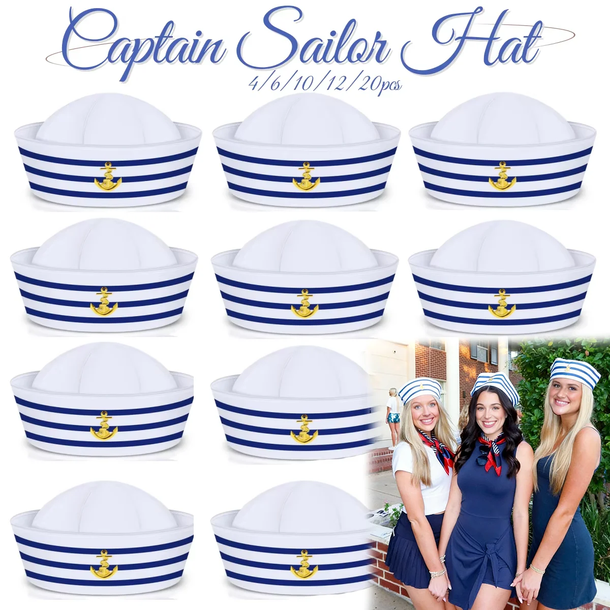 4-20 шт. матросские шапки для свадьбы, шляпы капитана яхты, регулируемые шапки в сине-белую полоску, девичник, реквизит для яхты
4-20 шт. матросские шапки для свадьбы, шляпы капитана яхты, регулируемые шапки в сине-белую полоску, девичник, реквизит для яхты