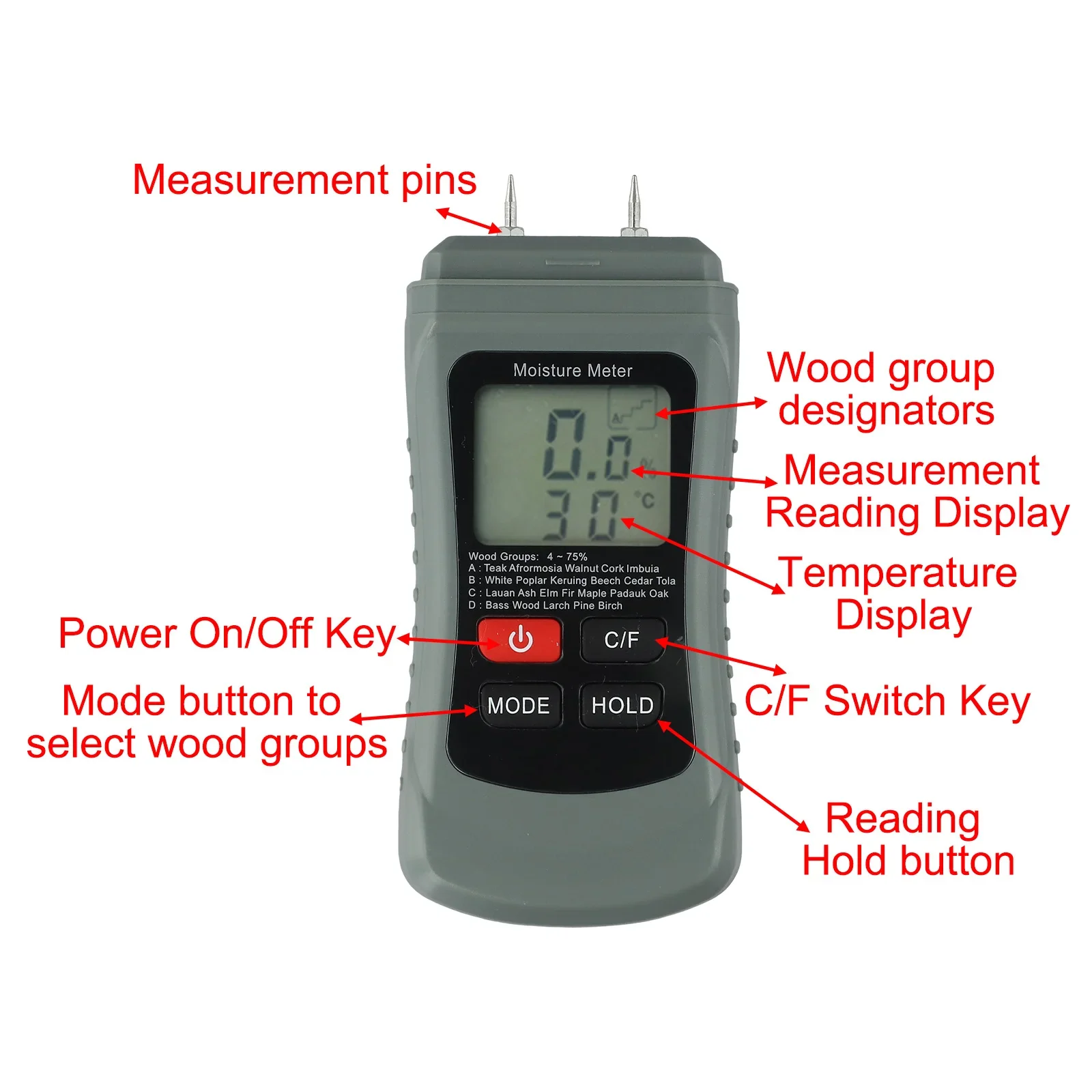Firewood Assessment Humidity Detector Moisture Measurement Tool Auto Power Off Measurement Modes Pin Measurement
Firewood Assessment Humidity Detector Moisture Measurement Tool Auto Power Off Measurement Modes Pin Measurement