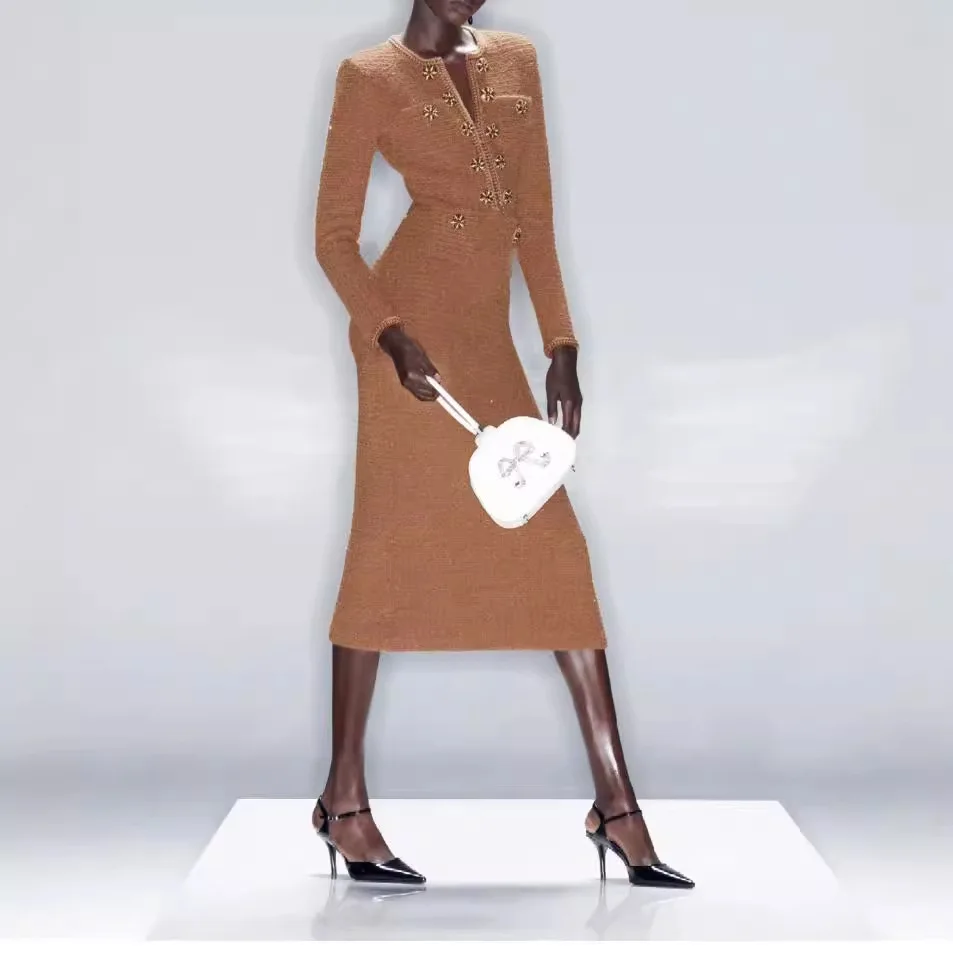 Long Dress for Ladies 2024 New Autumn Winter O-neck Slim Waist Casual Long Sleeve Knitted Robes
Long Dress for Ladies 2024 New Autumn Winter O-neck Slim Waist Casual Long Sleeve Knitted Robes