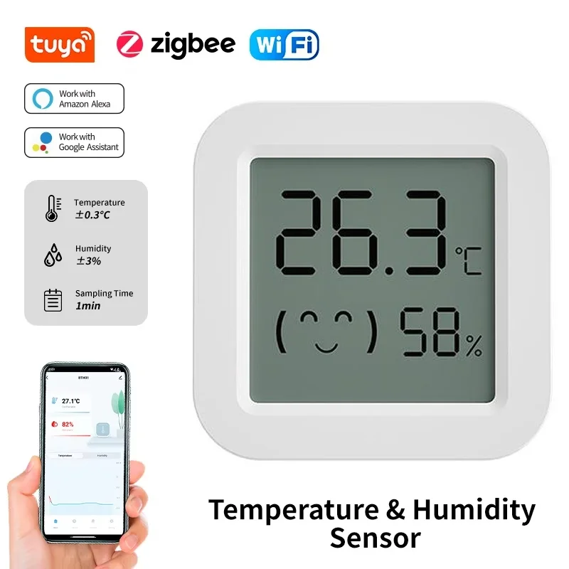 Tuya Temperature Humidity Sensor Smart Life Remote Monitor Thermometer Hygrometer Smart Home Work With Alexa Google Smart Home