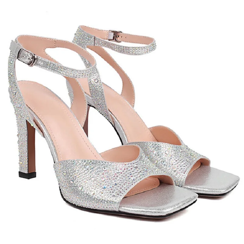 Summer New Square Head Fish Mouth Open Toe Rhinestone Sandals with Thin High Heels Banquet Dress Versatile Large Women's Shoes
Summer New Square Head Fish Mouth Open Toe Rhinestone Sandals with Thin High Heels Banquet Dress Versatile Large Women's Shoes