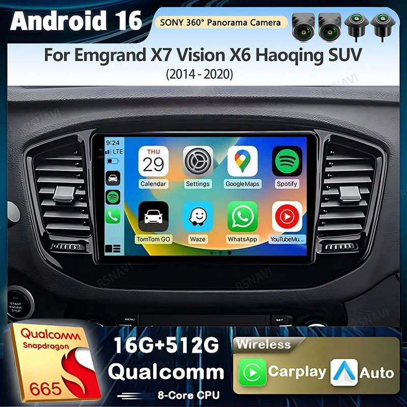 Android 16 Qualcomm Carplay Auto For Geely Emgrand X7 Vision X6 Haoqing SUV 2014 - 2020 Car Radio Player Multimedia Navigation
Android 16 Qualcomm Carplay Auto For Geely Emgrand X7 Vision X6 Haoqing SUV 2014 - 2020 Car Radio Player Multimedia Navigation