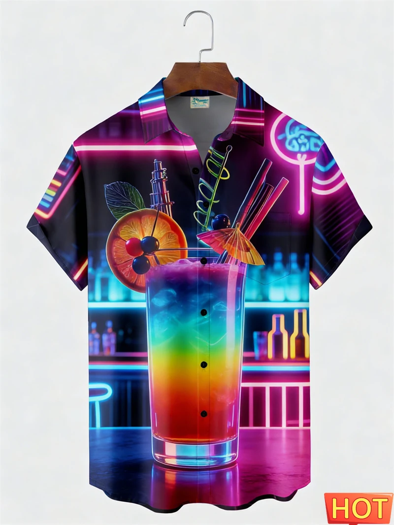 Men's Neon Cocktail Hawaiian Shirt Retro Beach Night Print Casual Short Sleeve Button Down For Summer Party Vacation Blouse Tops
Men's Neon Cocktail Hawaiian Shirt Retro Beach Night Print Casual Short Sleeve Button Down For Summer Party Vacation Blouse Tops