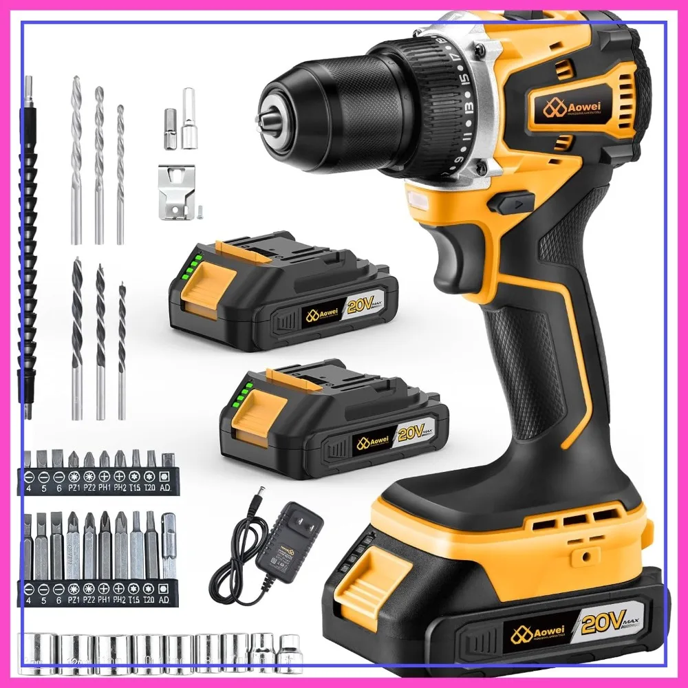 20V Cordless Drill Set with 2 Batteries, 40N Torque, 21+1 Clutch, Keyless Chuck, LED Light
20V Cordless Drill Set with 2 Batteries, 40N Torque, 21+1 Clutch, Keyless Chuck, LED Light