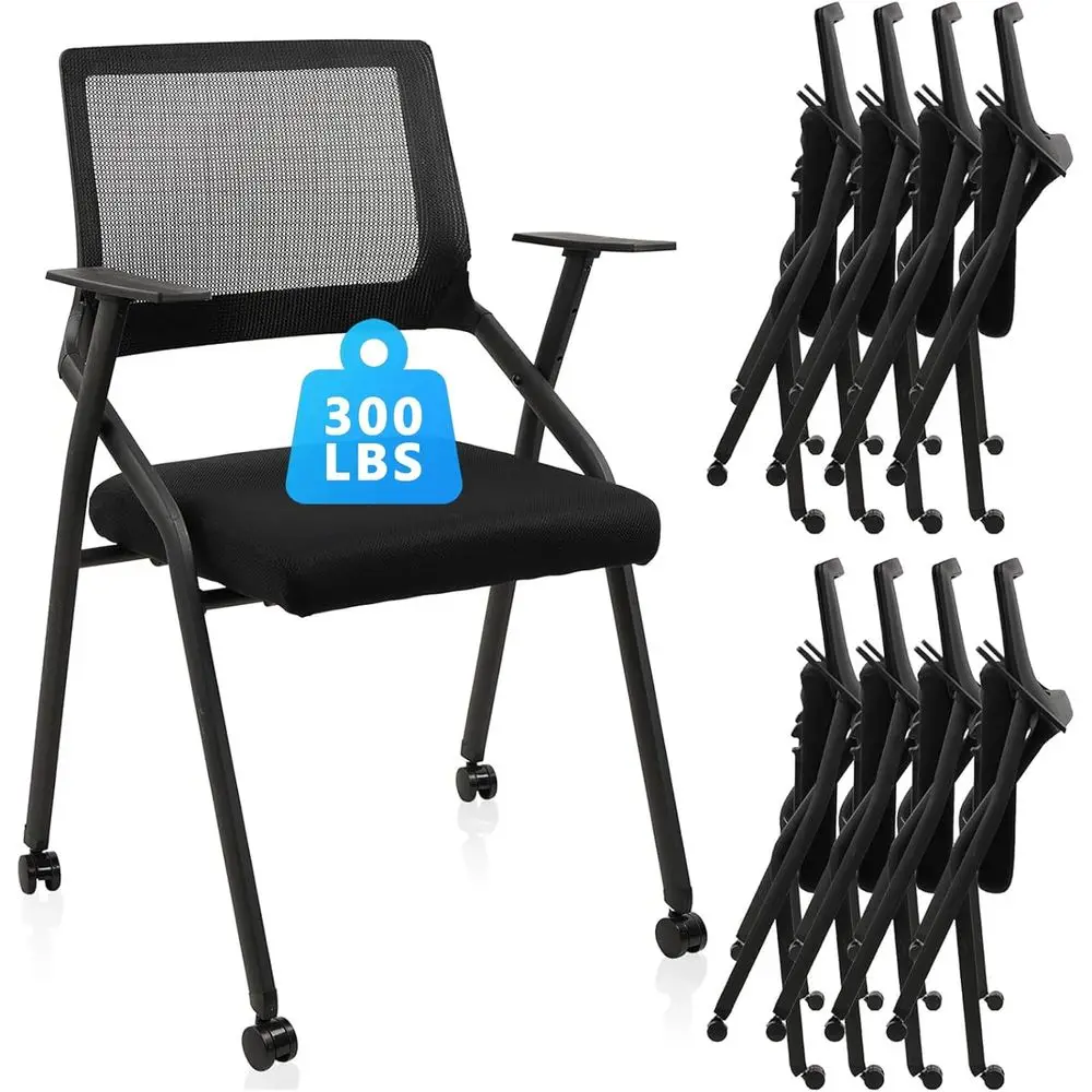 Stackable, Portable Padded Conference Chairs with Wheels and Lumbar Support for Events (8 Pack) - Black
Stackable, Portable Padded Conference Chairs with Wheels and Lumbar Support for Events (8 Pack) - Black