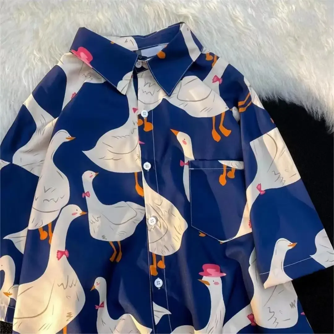 Cartoon Goose Full Print Harajuku Blouse Vintage Womens Shirt Korean Women Tops 2022 Kawaii Blusas Summer Casual Button Up Shirt
Cartoon Goose Full Print Harajuku Blouse Vintage Womens Shirt Korean Women Tops 2022 Kawaii Blusas Summer Casual Button Up Shirt