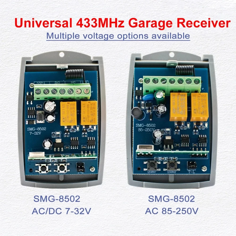 433MHz Universal Garage Door Receiver Gate Opener Command Switch Controller Barrter Swing Sliding Gates Momentary Toggle Latched
433MHz Universal Garage Door Receiver Gate Opener Command Switch Controller Barrter Swing Sliding Gates Momentary Toggle Latched