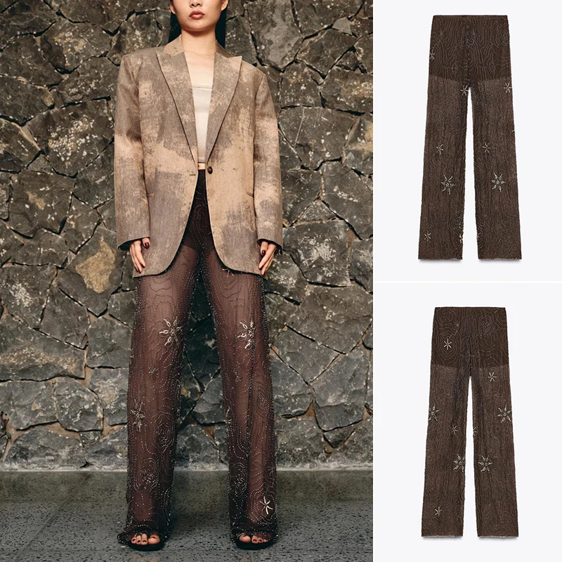 Spring New Women's American Sle Semi-Transparent Mid-Waist Color Blo Bead Decoration Pants Asymmetrical Loose Straight Le...
Spring New Women's American Sle Semi-Transparent Mid-Waist Color Blo Bead Decoration Pants Asymmetrical Loose Straight Le...