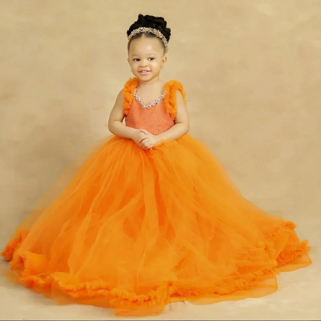 Customized Orange Flower Girl Dresses For Wedding Sleeveless Floor Length Elegant Kids Birthday Party First Communion Ball Gown
Customized Orange Flower Girl Dresses For Wedding Sleeveless Floor Length Elegant Kids Birthday Party First Communion Ball Gown