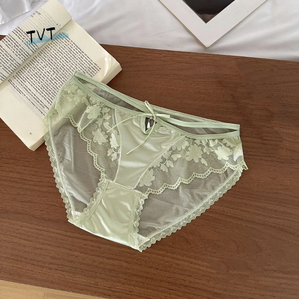 Soft Low Waist Lace Panties Cotton Crotch Satin Silk Underwear for Women Briefs Transparent Mesh Lace Briefs Lady
Soft Low Waist Lace Panties Cotton Crotch Satin Silk Underwear for Women Briefs Transparent Mesh Lace Briefs Lady