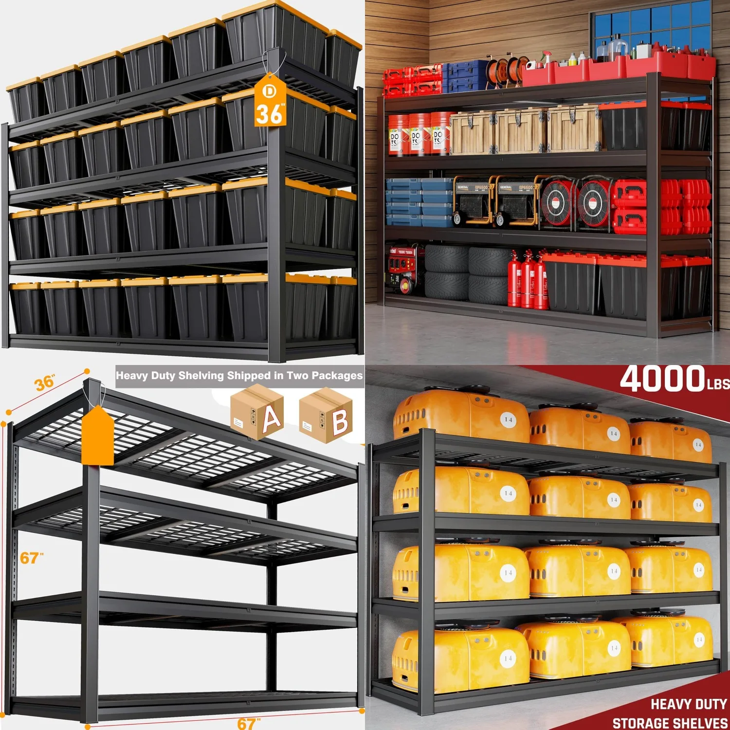 67W x 36D x 68H Heavy Duty Metal Garage Shelving Adjustable Unit Warehouse Basement Shop, Customized
67W x 36D x 68H Heavy Duty Metal Garage Shelving Adjustable Unit Warehouse Basement Shop, Customized