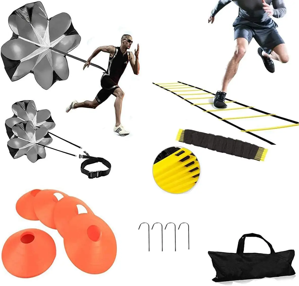 Agility Ladder Speed Training Equipment with 6 Cones, Parachute, and Carry Bag for Soccer, Football, Basketball, Kids and Adults
Agility Ladder Speed Training Equipment with 6 Cones, Parachute, and Carry Bag for Soccer, Football, Basketball, Kids and Adults