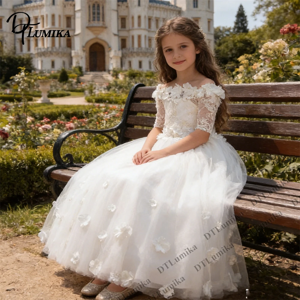 Girls’ Off Shoulder Flower Girl Dress Lace Applique Floral Tulle Ball Gown Half Sleeve Formal Wedding Birthday Party Prom Gown
Girls’ Off Shoulder Flower Girl Dress Lace Applique Floral Tulle Ball Gown Half Sleeve Formal Wedding Birthday Party Prom Gown