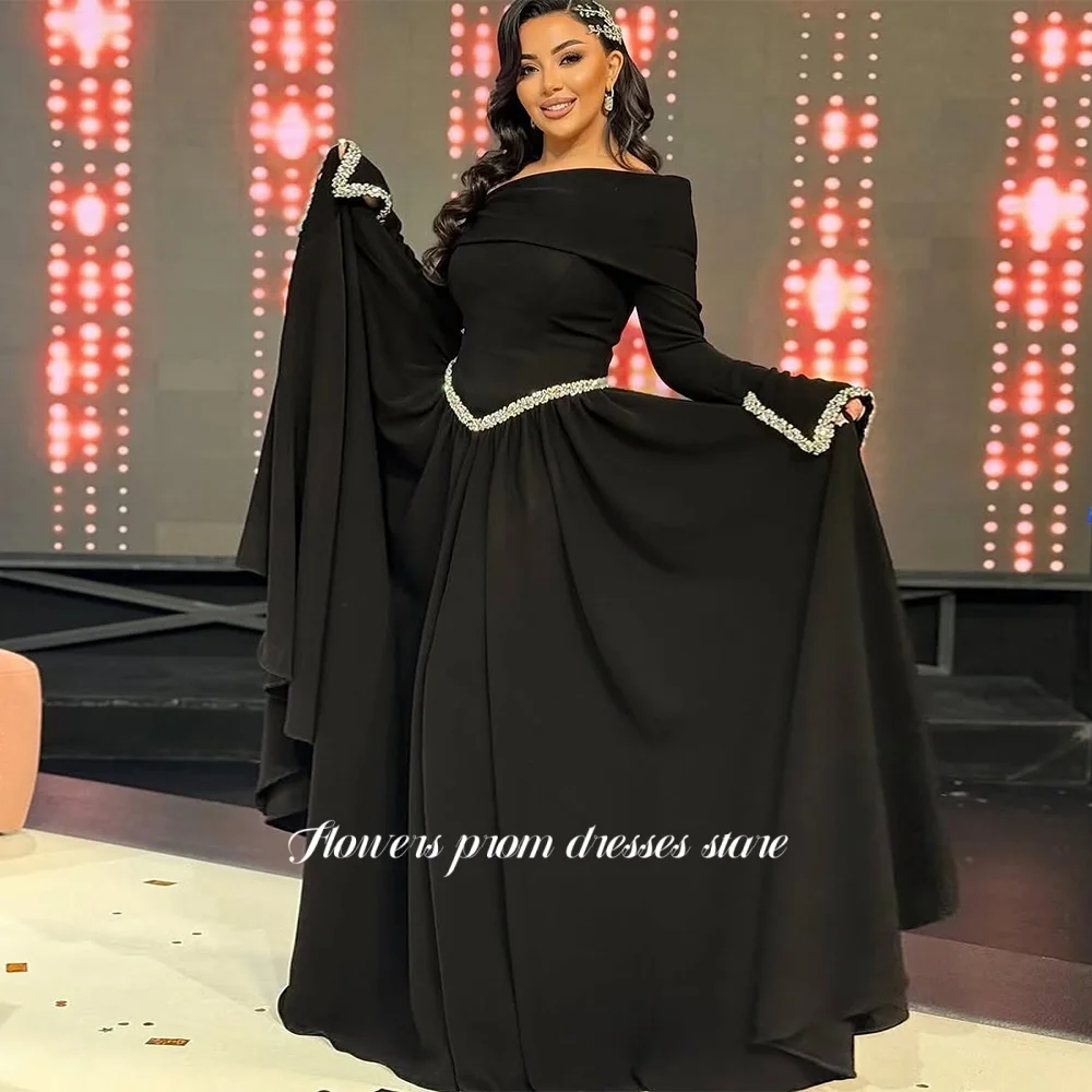 Flowers A Line Party Dress Beaded Evening Dress Crepe Long Flare Sleeve Formal Occasion Dress Women vestidos de novia Customized
Flowers A Line Party Dress Beaded Evening Dress Crepe Long Flare Sleeve Formal Occasion Dress Women vestidos de novia Customized