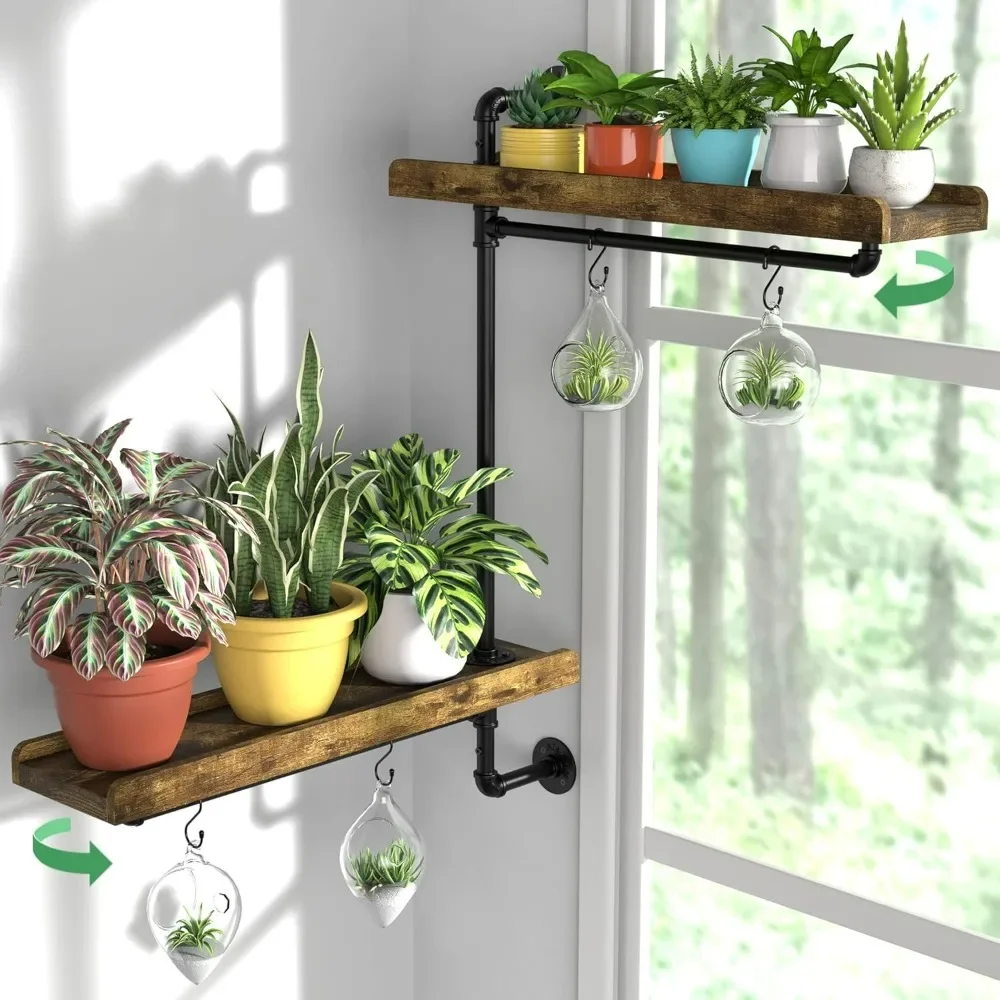 Plant Shelves Industrial Pipe Swivel Shelving Floating Shelves With More Space For Large Plants(Pots up to 8''), Black, Brown
Plant Shelves Industrial Pipe Swivel Shelving Floating Shelves With More Space For Large Plants(Pots up to 8''), Black, Brown