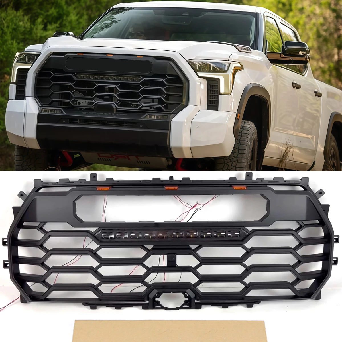 Передняя решетка со светодиодной подсветкой, решетка бампера, модификация автозапчастей, подходит для Toyota Tundra Grill 2022-2024 гг.
Передняя решетка со светодиодной подсветкой, решетка бампера, модификация автозапчастей, подходит для Toyota Tundra Grill 2022-2024 гг.