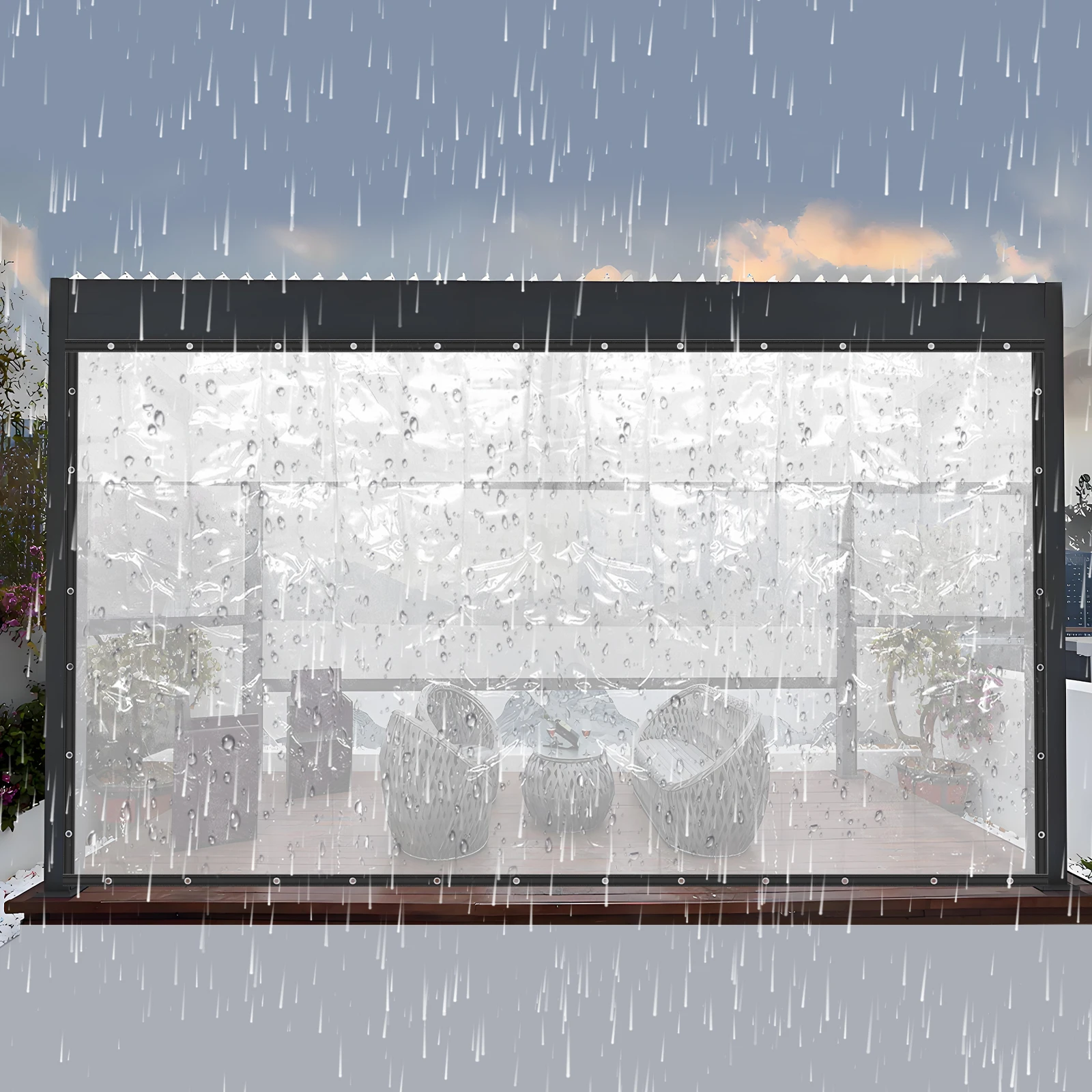 Уличные шторы, 2,5x6 м (8x20 футов), прозрачные, из ПВХ, водонепроницаемые, с металлическими люверсами, для патио, веранды, сада
Уличные шторы, 2,5x6 м (8x20 футов), прозрачные, из ПВХ, водонепроницаемые, с металлическими люверсами, для патио, веранды, сада