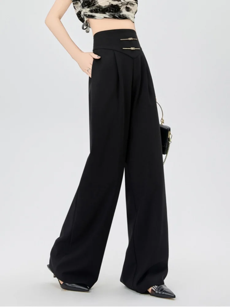 Wide Leg Pants For Women Spring Summer 2025 New Black Straight Leg Casual Pants High Waist Hanging Feeling Suit Floor Pants
Wide Leg Pants For Women Spring Summer 2025 New Black Straight Leg Casual Pants High Waist Hanging Feeling Suit Floor Pants