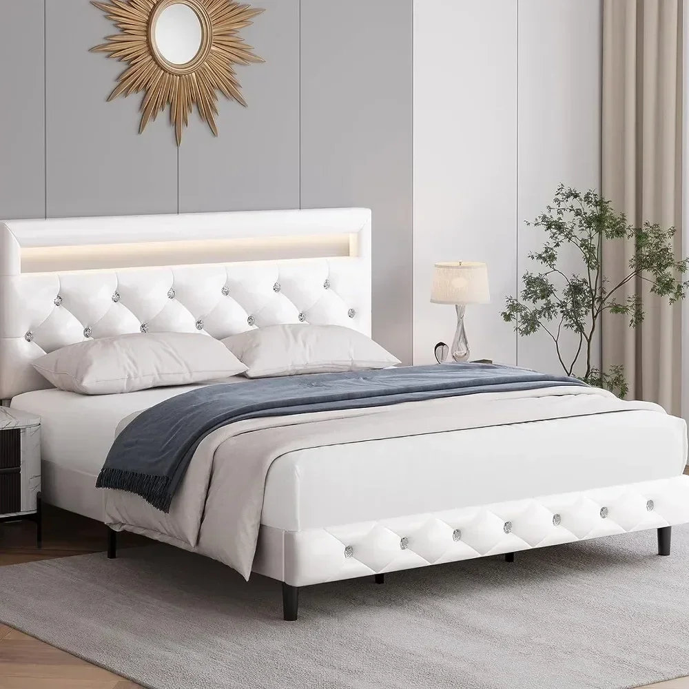 v v Full Size Platform Bed with LED Lights, Adjustable Tufted Headboard
v v Full Size Platform Bed with LED Lights, Adjustable Tufted Headboard