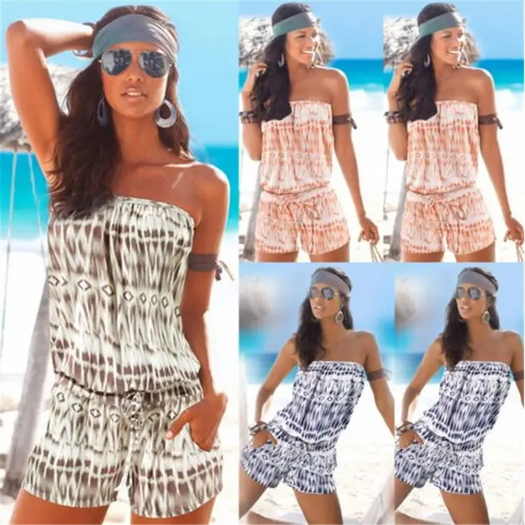 Elegant Strapless One Shoulder Printed Jumpsuit Women's Fashion Summer Outfit Five-Quarter Pants No Sleeve Stylish Ensemble
Elegant Strapless One Shoulder Printed Jumpsuit Women's Fashion Summer Outfit Five-Quarter Pants No Sleeve Stylish Ensemble