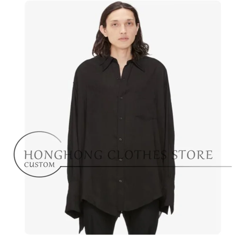 【Customized】Black loose irregular double-shouldered large-size shirt - Simple and elegant men's shirt for spring and summer
【Customized】Black loose irregular double-shouldered large-size shirt - Simple and elegant men's shirt for spring and summer