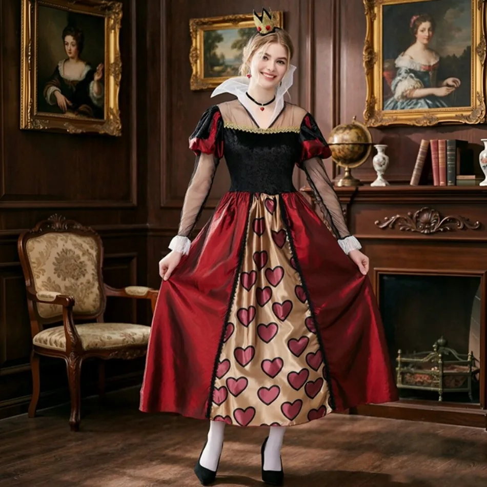 Women Vintage Red Queen Costume Puff Sleeve Print Red Heart Long Skirt Retro Party Gown Halloween Masquerade Dress Outfit PS66
Women Vintage Red Queen Costume Puff Sleeve Print Red Heart Long Skirt Retro Party Gown Halloween Masquerade Dress Outfit PS66