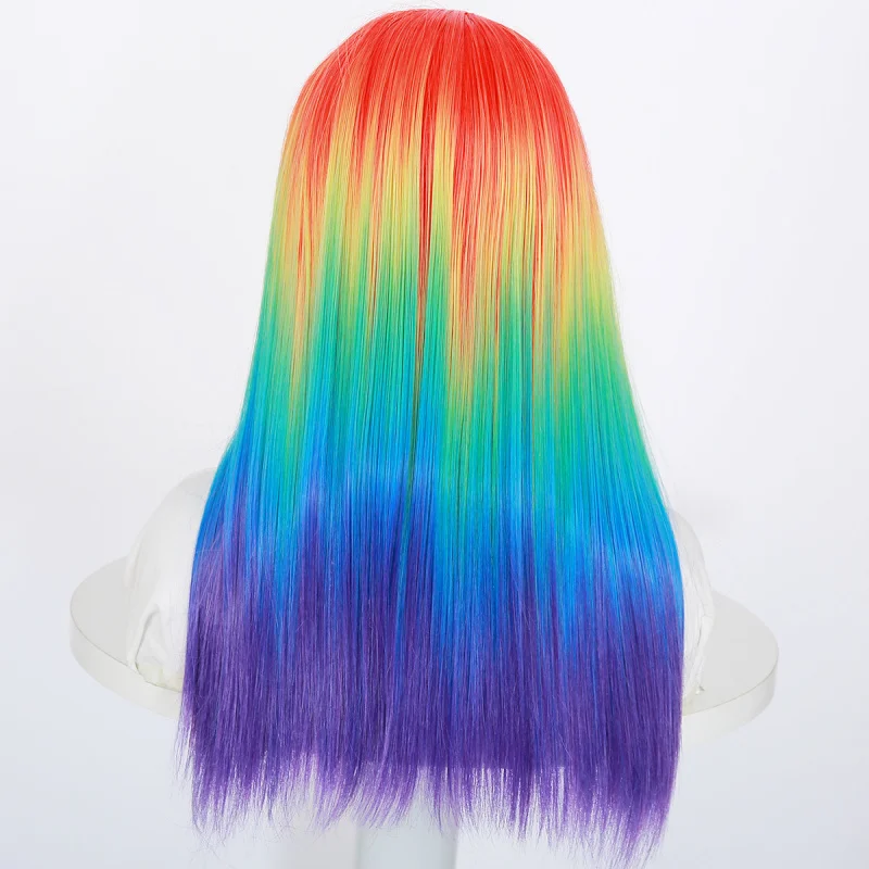 Wig European and American Women's Fashion Synthetic Hair Wig with Bangs Colorful Gradient Long Straight Hair
Wig European and American Women's Fashion Synthetic Hair Wig with Bangs Colorful Gradient Long Straight Hair