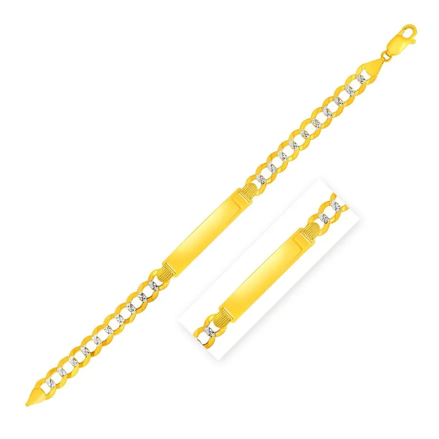 14k Two Tone Gold 8 1 2 inch Mens Wide Curb Chain ID Bracelet with White Pave
14k Two Tone Gold 8 1 2 inch Mens Wide Curb Chain ID Bracelet with White Pave