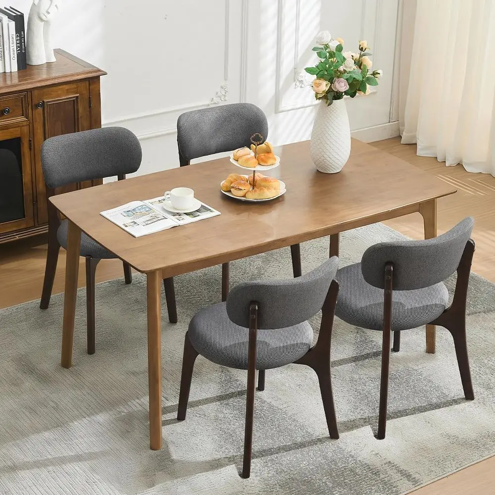 of 4 Upholstered Dining Chairs, Mid Century Modern Wood Dining Room Chairs with Curved Back, Solid Wooden Legs Padded Kitchen C
of 4 Upholstered Dining Chairs, Mid Century Modern Wood Dining Room Chairs with Curved Back, Solid Wooden Legs Padded Kitchen C