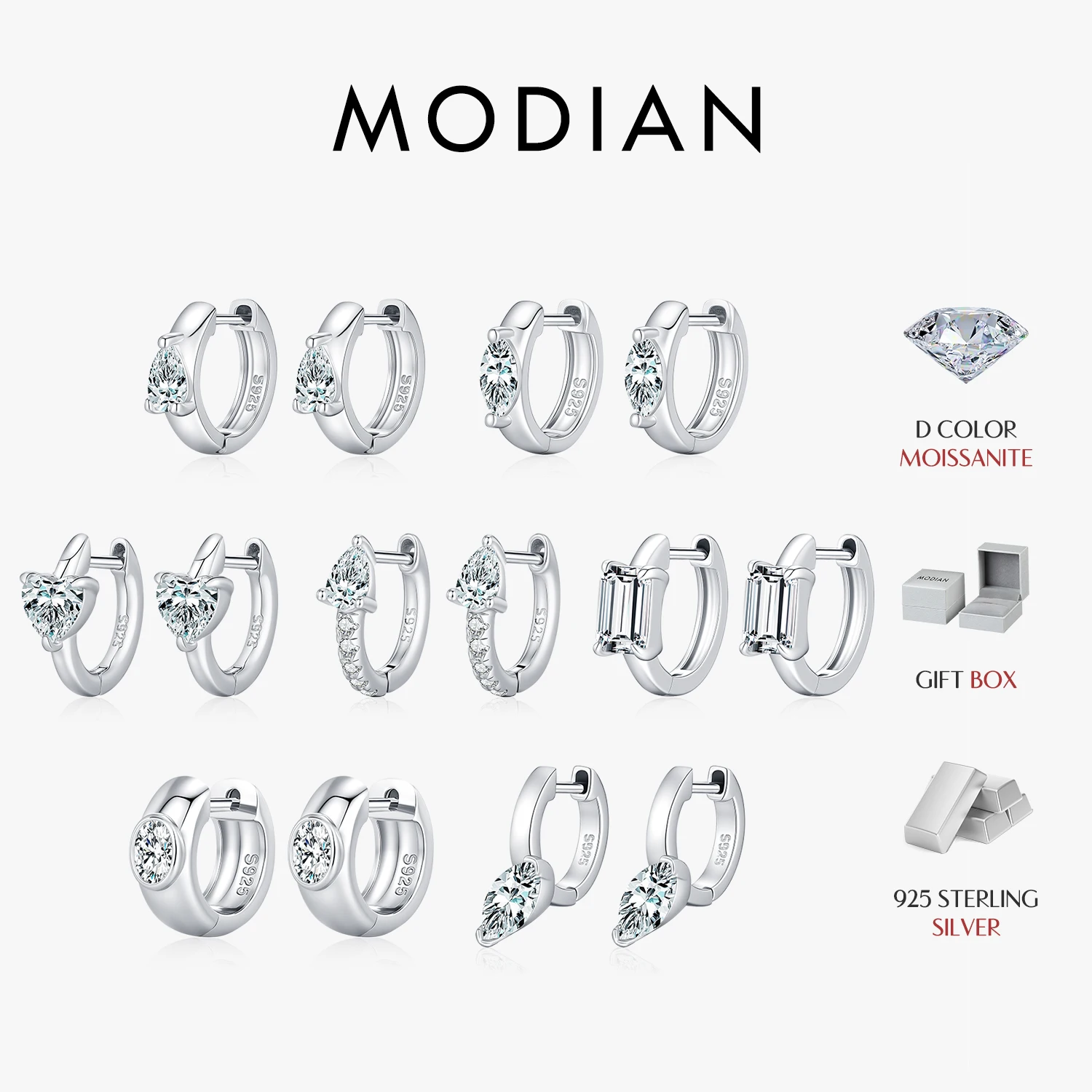 MODIAN 7 Styles Moissanite Ear Buckle 925 Sterling Sliver Geometric Water Drop Heart Hoop Earrings For Women Fine Jewelry
MODIAN 7 Styles Moissanite Ear Buckle 925 Sterling Sliver Geometric Water Drop Heart Hoop Earrings For Women Fine Jewelry