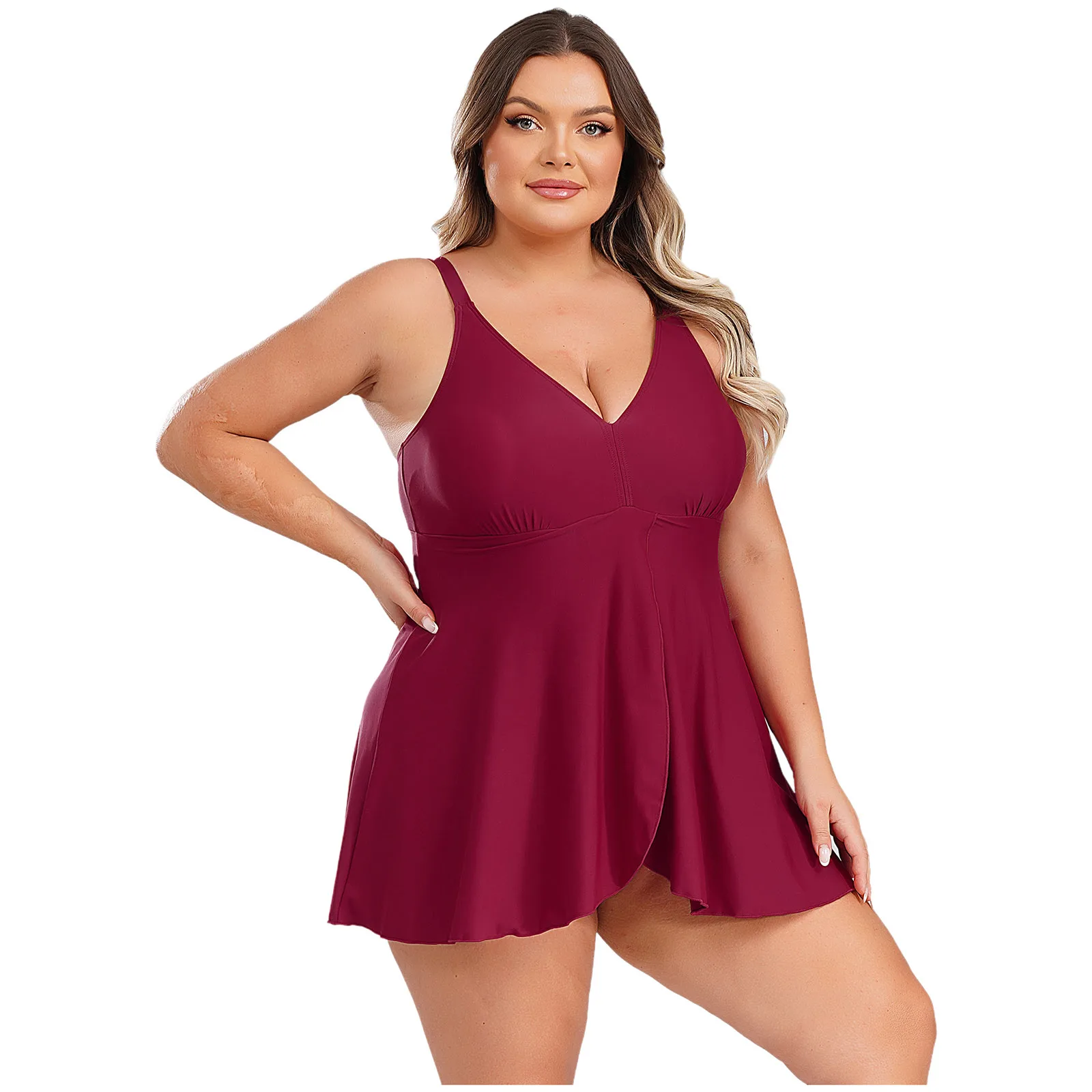 Женский скромный купальник больших размеров, цельный купальник с v-образным вырезом, платье без рукавов с нагрудными подушечками, пляжный купальный костюм
Женский скромный купальник больших размеров, цельный купальник с v-образным вырезом, платье без рукавов с нагрудными подушечками, пляжный купальный костюм