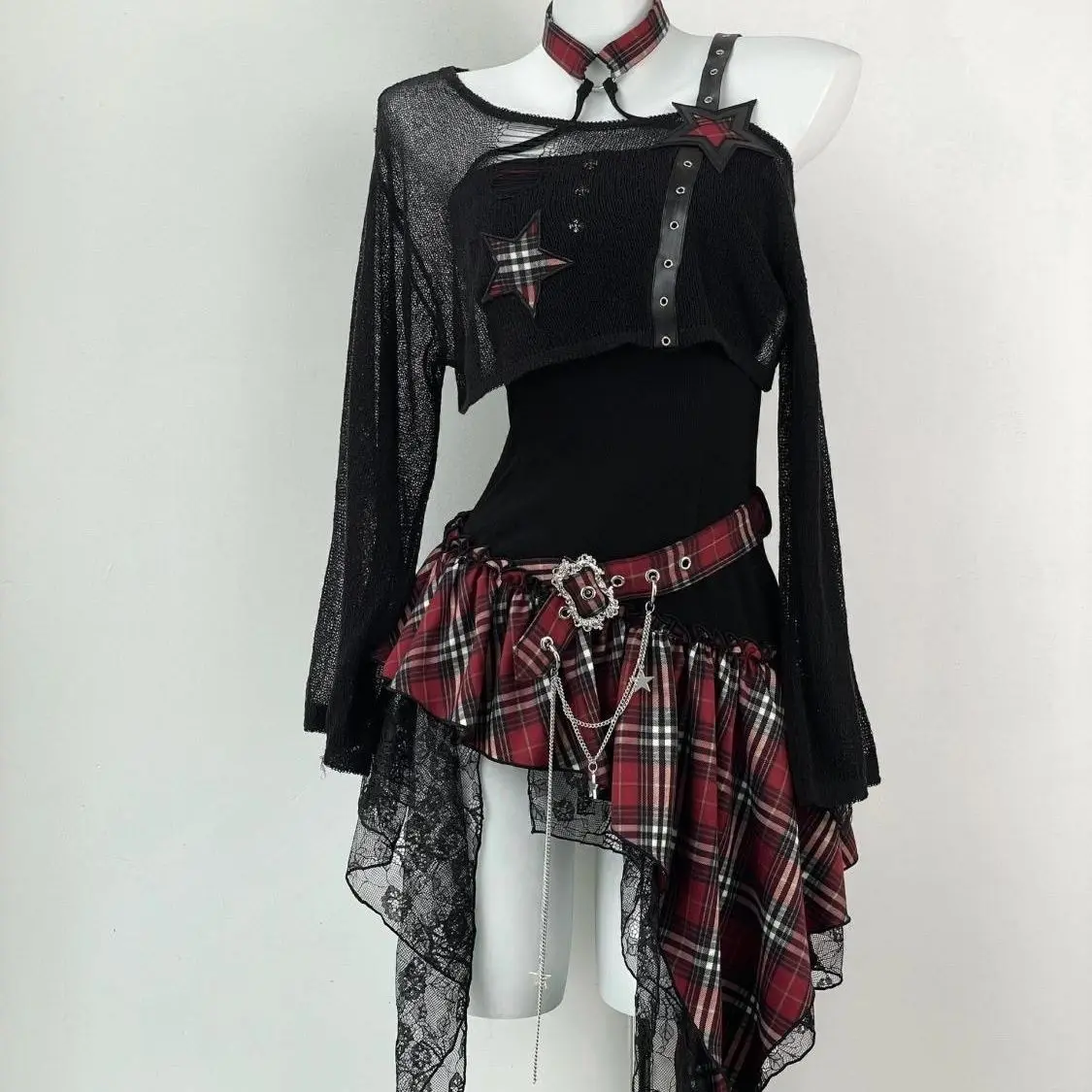 2pcs Subculture Aesthetic Gothic Plaid Print Dress Irregular Hem High Street Y2k Long Sleeve Overclothes Vintage Lace Outfits
2pcs Subculture Aesthetic Gothic Plaid Print Dress Irregular Hem High Street Y2k Long Sleeve Overclothes Vintage Lace Outfits