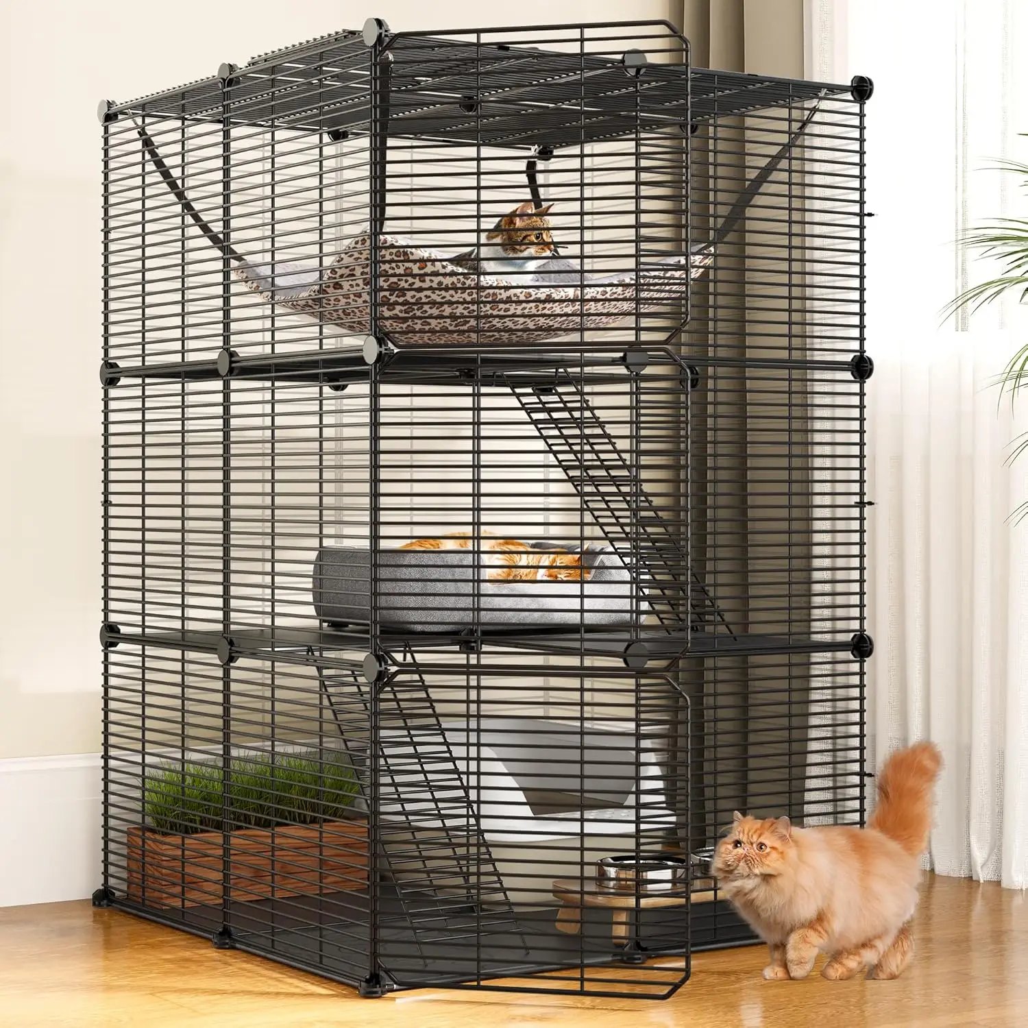 Indoor Cat Enclosures DIY Playpen Metal Kennel with Extra Large Hammock for Cats, Ferrets, Rabbits
Indoor Cat Enclosures DIY Playpen Metal Kennel with Extra Large Hammock for Cats, Ferrets, Rabbits