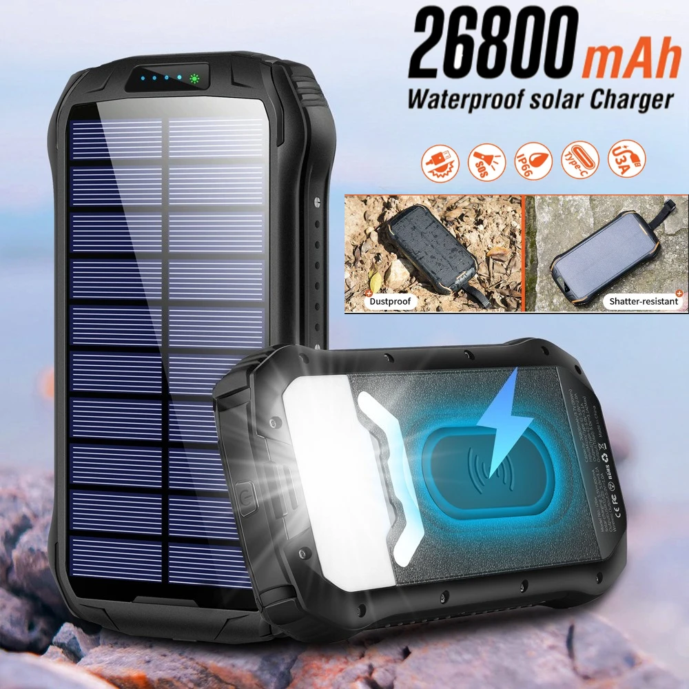 Solar Power Bank 40000mAh 10W Wireless Fast Charger for iPhone 14 13 pro Xiaomi Outdoor 3 USB Powerbank with Camping Flashlight
Solar Power Bank 40000mAh 10W Wireless Fast Charger for iPhone 14 13 pro Xiaomi Outdoor 3 USB Powerbank with Camping Flashlight