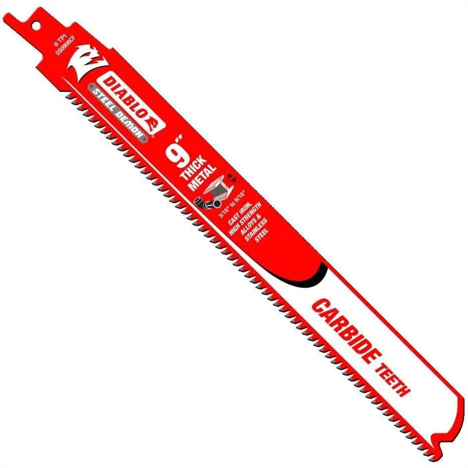 9" 8TPI Carbide Teeth Reciprocating Saw Blades for Thick Metal, 50X Longer Life, 10-Pack
9" 8TPI Carbide Teeth Reciprocating Saw Blades for Thick Metal, 50X Longer Life, 10-Pack