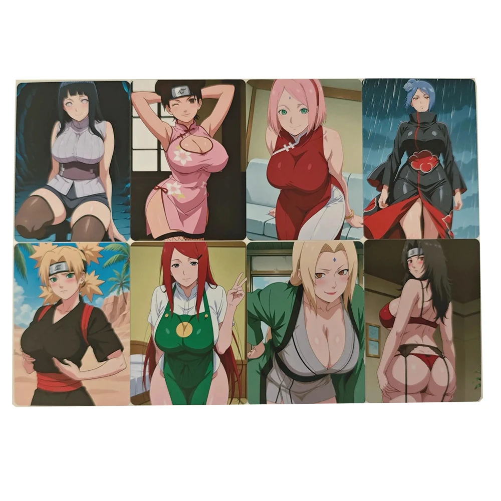 8 шт. двусторонняя печатная карта для взрослых, сексуальная Hinata Ino Sakura Tsunade Kushina TenTen Konan, карты для мальчиков, коллекционная карта анимации 18+
8 шт. двусторонняя печатная карта для взрослых, сексуальная Hinata Ino Sakura Tsunade Kushina TenTen Konan, карты для мальчиков, коллекционная карта анимации 18+