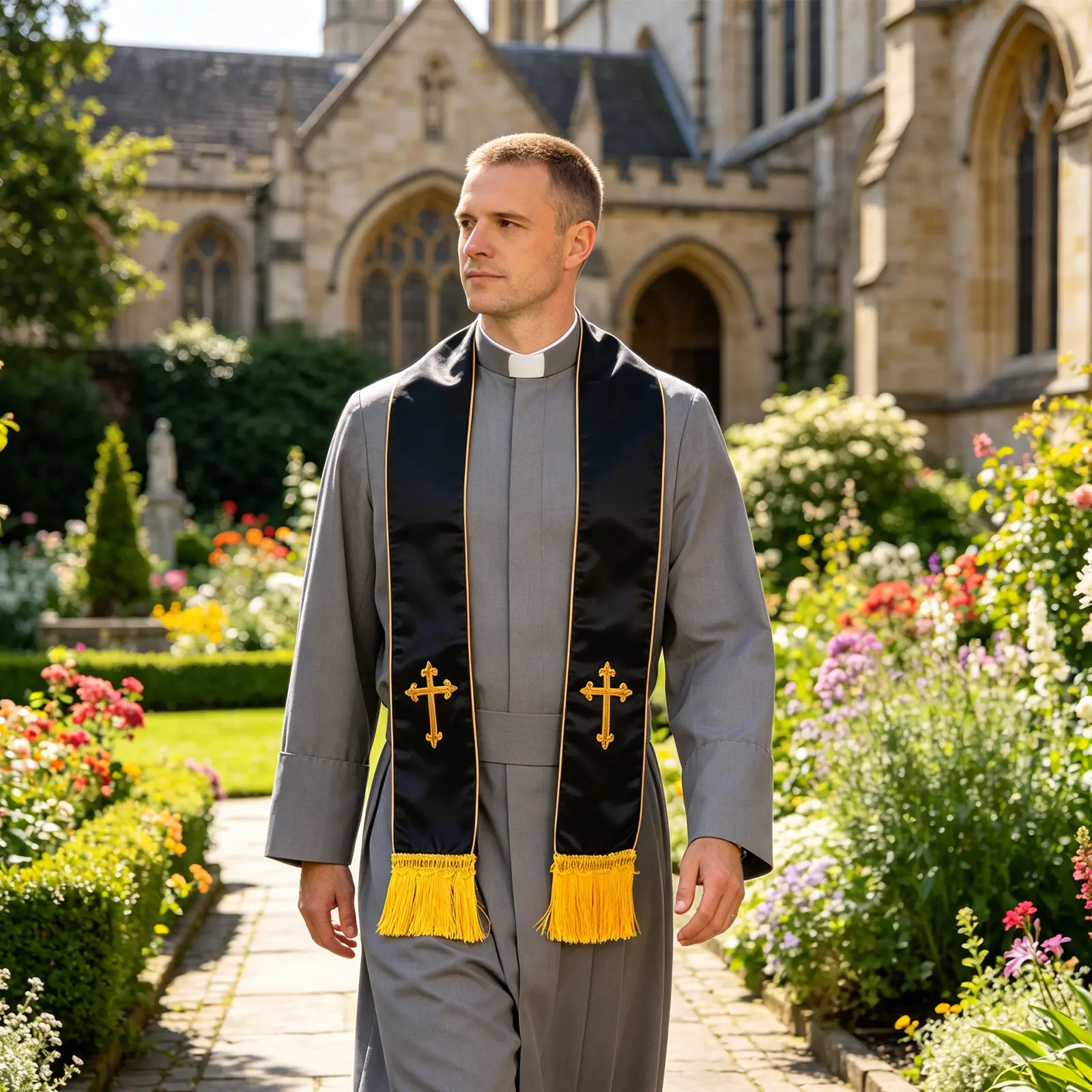 Black Embroidered Wedding Pastor Shawl Tassels Gold Clergy Stole Reversible Officiant Cape Ceremony Choir
Black Embroidered Wedding Pastor Shawl Tassels Gold Clergy Stole Reversible Officiant Cape Ceremony Choir
