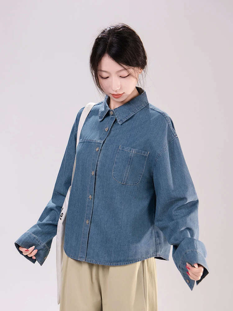 Artisanal Series Women's Long Sleeve Denim Shirt Cotton Lyocell Blend Spring 2026 Loose Fit Button Detail Pocket Design
Artisanal Series Women's Long Sleeve Denim Shirt Cotton Lyocell Blend Spring 2026 Loose Fit Button Detail Pocket Design