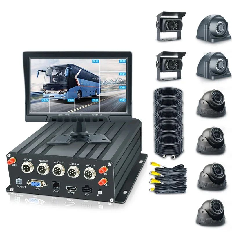 Vehicle Surveillance Remote Control Bus Truck CCTV DVR 4CH 8CH 1T 2T 4G GPS MDVR Screen Night Vision Camera Mobile DVR System
