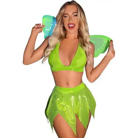 Sexy Fairy Halloween-kostuums voor dames, vlindervleugels cosplay rave-outfits, 3-delig elfprinses rollenspel, cosplaykostuums