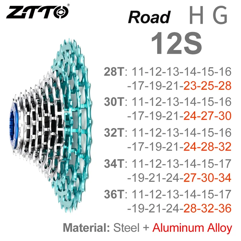 ZTTO Teal-Silver Road Bike HG Cassette Ultralight 11s 12s 11-28/30/32/34/36T Sprocket 112g~146g 11/12Speed Gravel K7
ZTTO Teal-Silver Road Bike HG Cassette Ultralight 11s 12s 11-28/30/32/34/36T Sprocket 112g~146g 11/12Speed Gravel K7